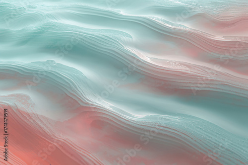 Smooth turquoise and coral ripples blend seamlessly across calming gradient surface