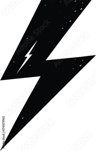 Vector art of black lightning bolt symbol with a smaller lightning strike inside