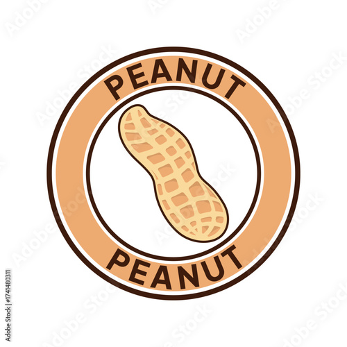 Peanut logo design creative idea, vintage retro label circle. 100% Peanut