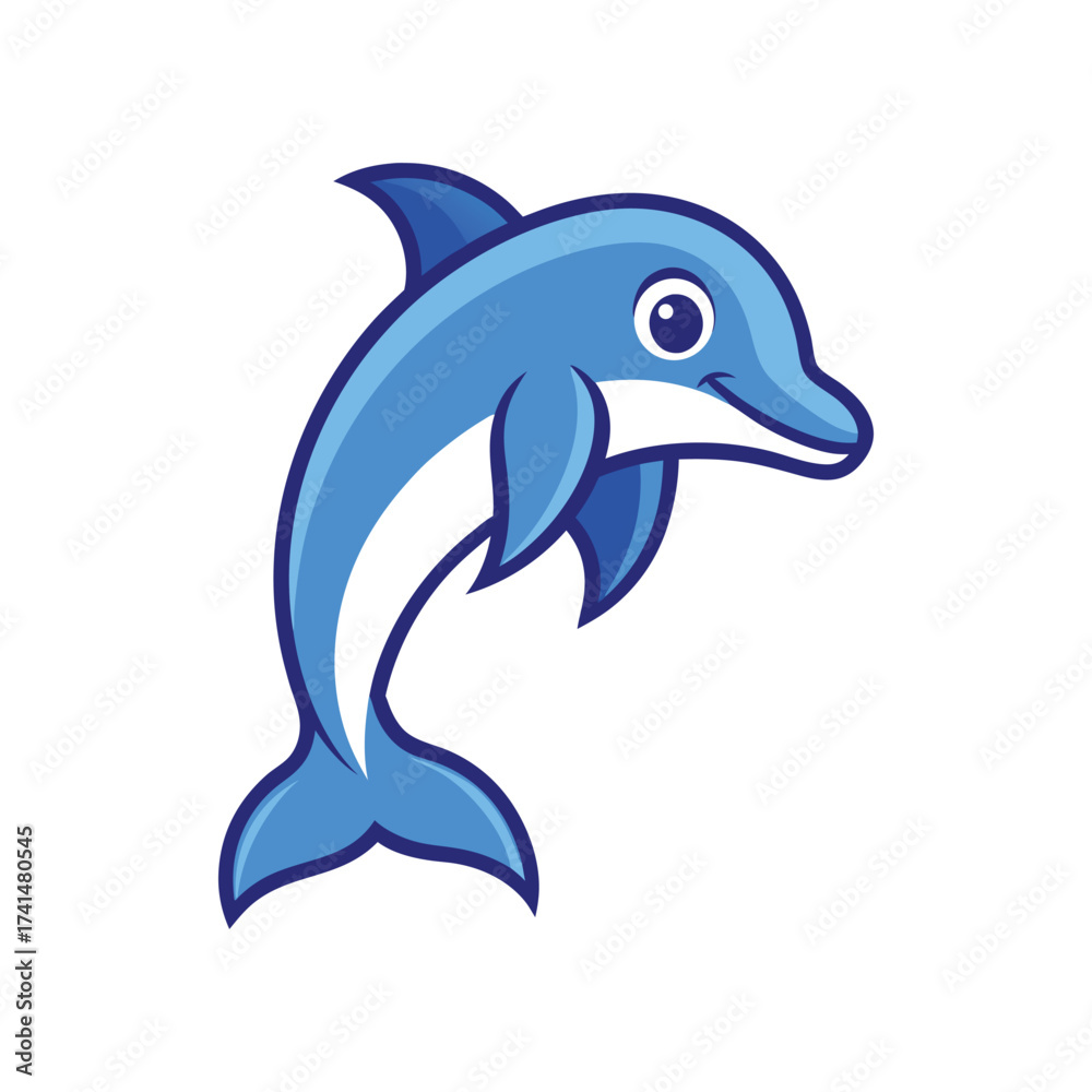 Fototapeta premium cute-cartoon-doiphin-vector--smiling-face