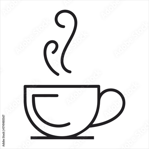 Minimalist illustration of steaming coffee cup representing relaxation and warmth