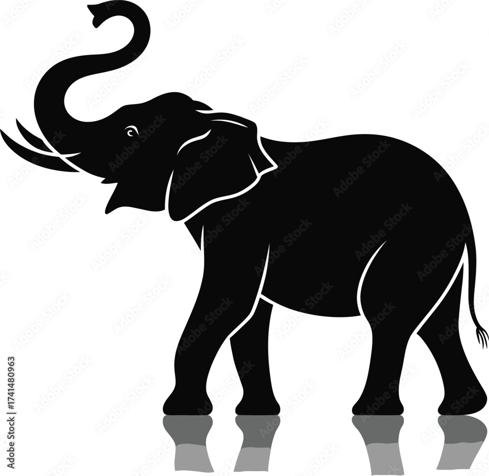 Obraz premium Elephant Silhouette Illustration Symbolizing Strength and Wisdom.