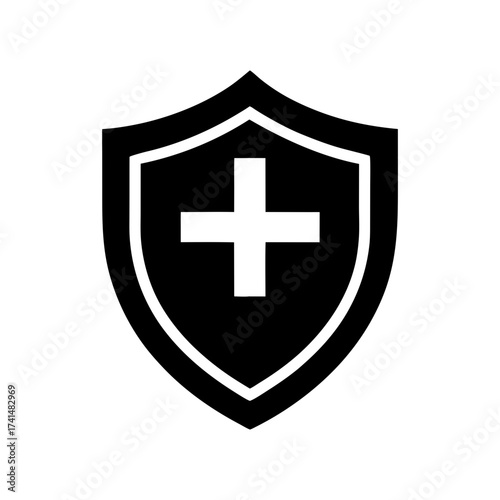 Free Download Shield with cross emblem silhouette traditional protection emblem vector minimal design with white background - GFXLoad
