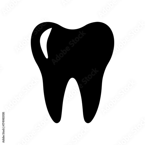 Silhouette wisdom tooth icon minimal dental health symbol vector clean medical design with white background