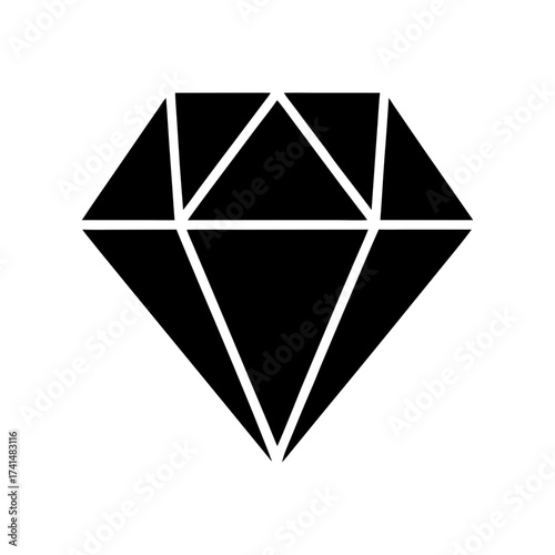 Simple gem silhouette elegant jewel crystal vector minimal clean symbol design with white background