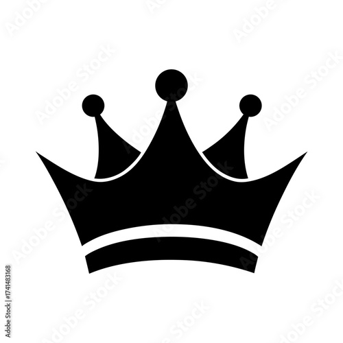 Simple royal crown silhouette classic king symbol vector minimal elegant design with white background