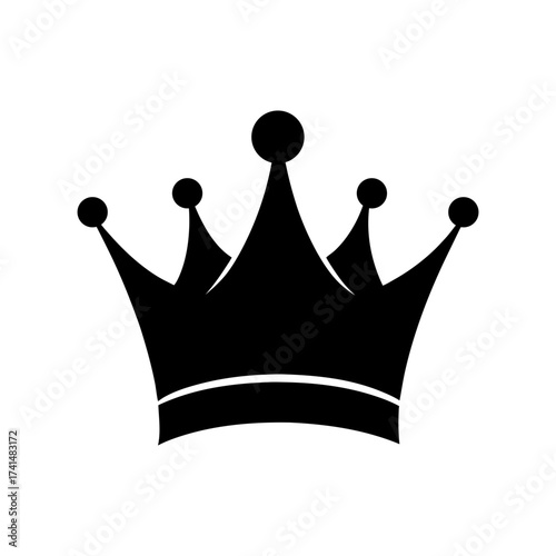 Simple royal crown silhouette elegant monarchy symbol vector clean minimal design with white background