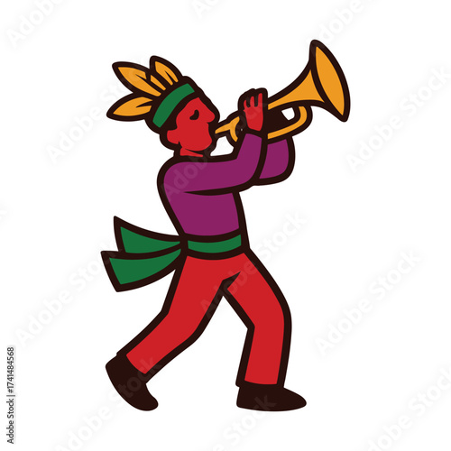 Trumpet player in parade vector on white background