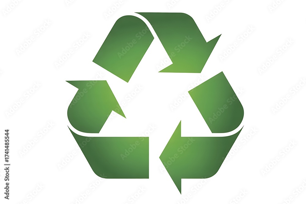 Fototapeta premium Green recycling symbol with gradient arrows on white background green arrows circular economy