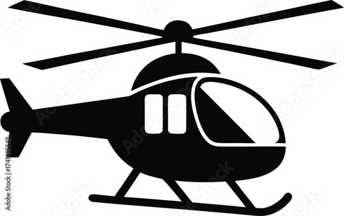 Simple silhouette icon of a helicopter in flight