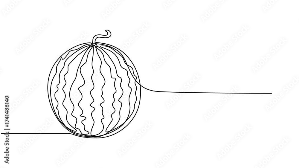 Self drawing line animation Watermelon berry fruit continuous one ...