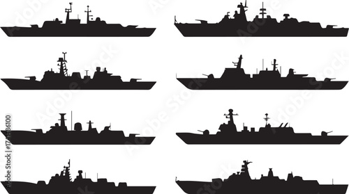 modern naval warship silhouettes vector set ai eps jpeg png high detail ship profiles for designers