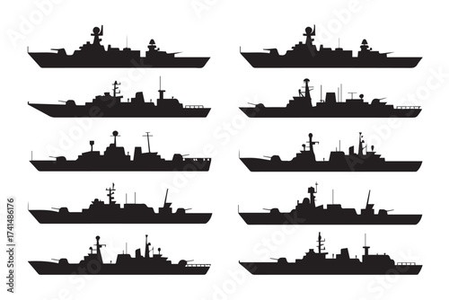 military navy ship silhouettes vector illustrations ai eps jpeg png modern destroyer frigate cruiser