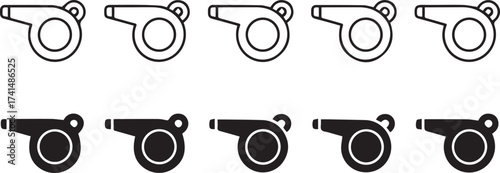 minimal whistle icon set 10 variations ai eps png jpg ready for interfaces coaching signage and editorial use