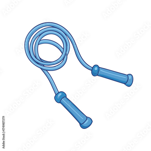 Vector illustration Blue jump rope coiled with handles on white background skipping