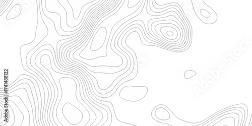 Topographic map background geographic line map with seamless ornament design. The black on white contours vector topography stylized height of the lines map.