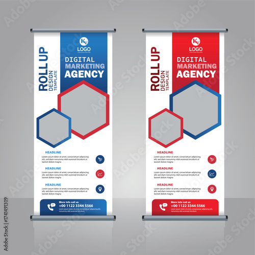 modern business roll up banner  template with infographic elements and vector layout