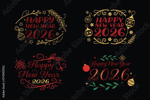 Happy New Year 2026 Typography Design for Festive Greetings