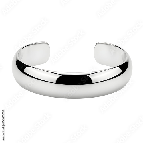 Elegant and minimalist silver bangle bracelet, a timeless accessory for any occasion isolated on transparent background