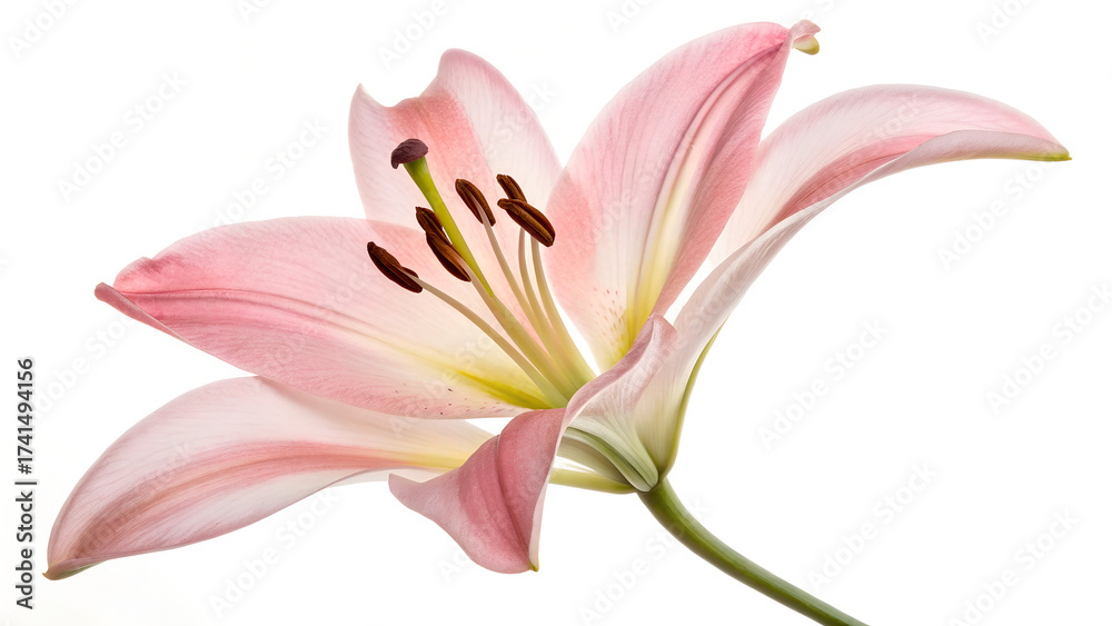 Fototapeta premium Pink lily flower isolated. PNG transparency