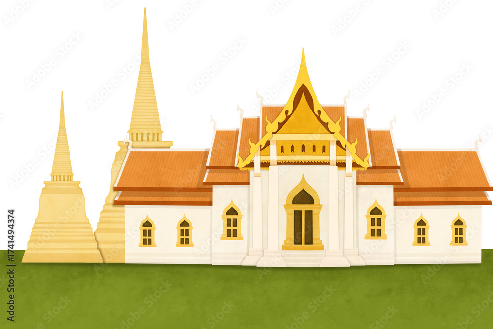 Fototapeta premium illustration of Thai temple