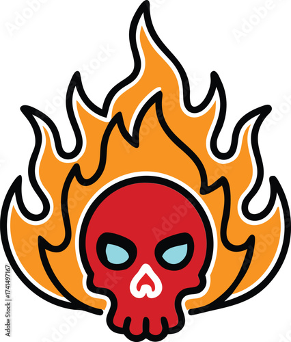 skull with flames