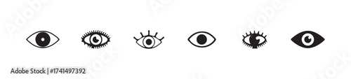 Eye icon set, silhouette black. look, view, high resolution eye icon set vector illustration EPS 10.
