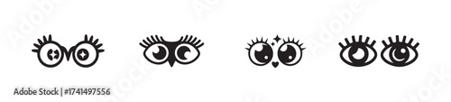 Eye icon set, silhouette black. look, view, high resolution eye icon set vector illustration EPS 10.