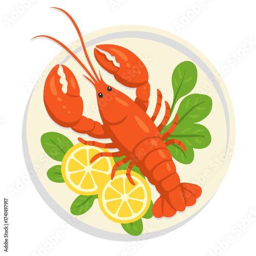 Lobster with Lemon and Greens for seafood restaurant menus, culinary blogs, and summer food design projects.