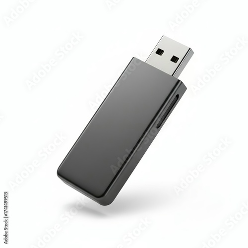 ​Black USB Flash Drive or Wireless Dongle Isolated on White | Data Storage and Computer Technology