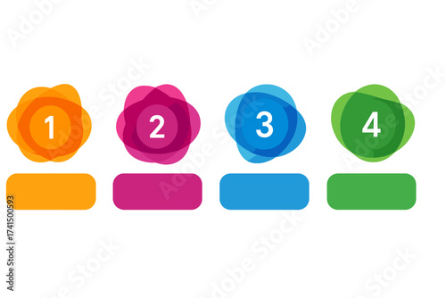 Vector infographic template with 4 colorful number options. For business diagram, workflow layout, process chart, web design banner, and presentation elements. Abstract steps.