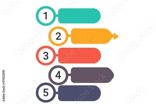Vector business template for presentation. Infographic with 5 steps. Process chart for data visualization. Diagram with five abstract elements, options, or parts for workflow.