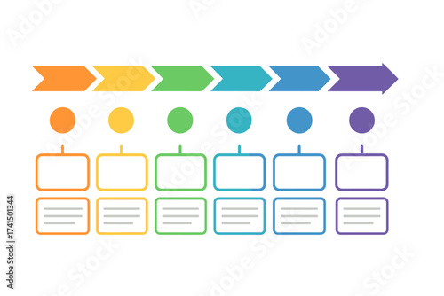 Business data visualization process chart with 6 colorful steps. Vector infographic template design for presentation. Abstract elements of a graph, diagram with six options or parts.