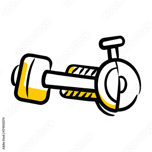 Hydraulic pump shaft illustration in modern flat design  