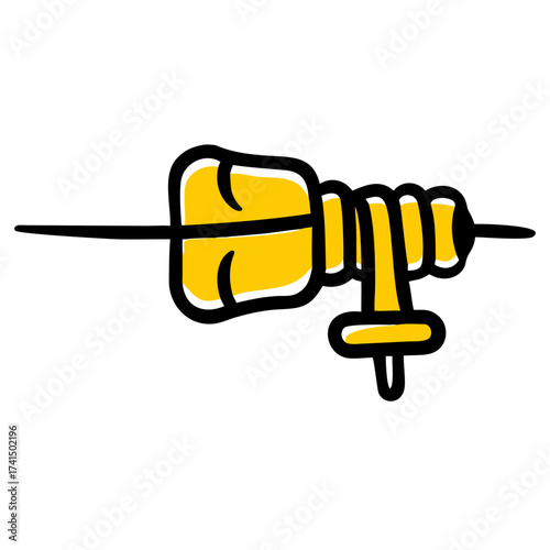 Insulator for electric fence in yellow cartoon style illustration  