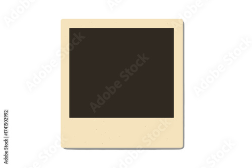 Blank retro photo frame with shadow isolated on white. Vintage instant camera picture mockup. Empty nostalgic photograph border for memory album or scrapbook design element.