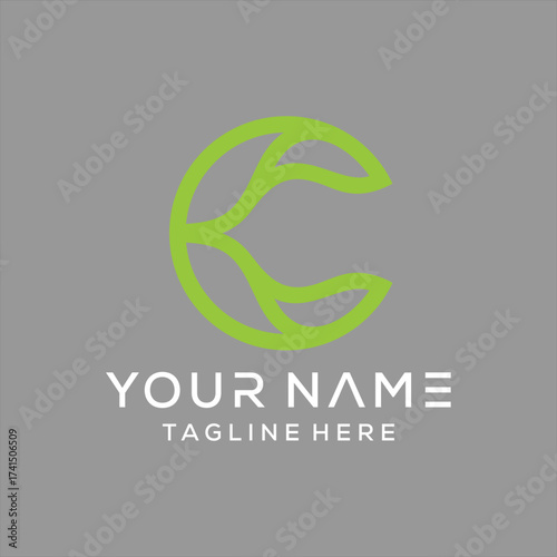 C Leaf Logo Design. Letter C Nature Logo