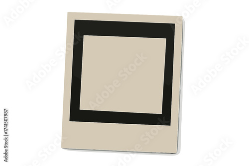 Realistic blank instant photo frame with shadow isolated on white. Vector illustration mockup. Retro empty snapshot template for memory, picture, or design presentation.
