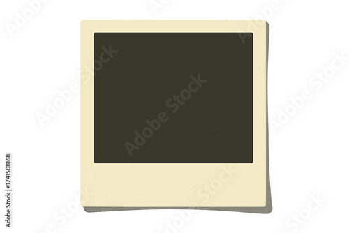 Retro photo frame with shadow. Blank instant camera picture. Vintage photograph mockup template. Empty memory snapshot. Isolated vector illustration for design element.