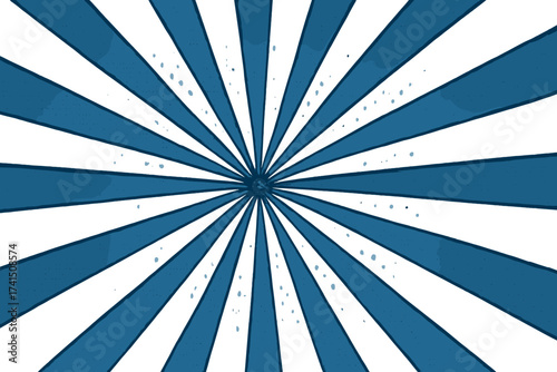 Retro Blue Comic Rays Background with Halftone Gradient, Pop Art Style Vector Illustration with Transparent Background, Vintage Sunburst Design for Comics and Posters