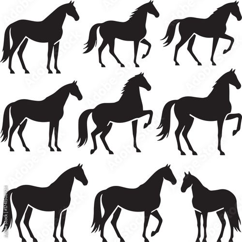 horse silhouettes vector