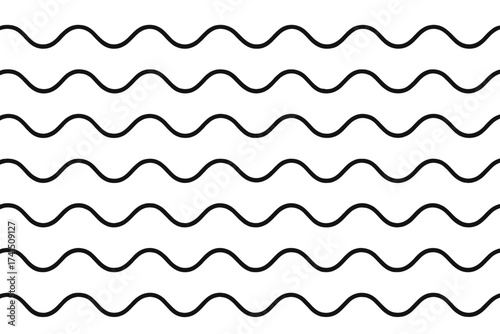 Seamless wavy line vector pattern. Abstract black and white geometric background. Minimalist monochrome texture with smooth curves and ripples. Modern simple graphic for wallpaper.