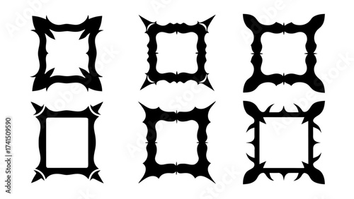 set of vector silhouettes Gothic frame.