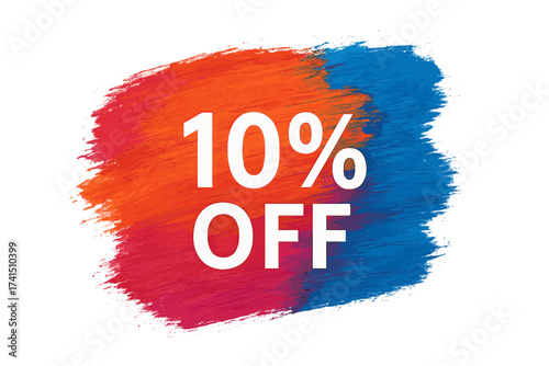 Sale 50% Off Sign on Colorful Art Brush Stroke Abstract Acrylic Paint Background, Watercolor Texture Banner for Shop Discounts and Promotional Marketing Vector Illustration