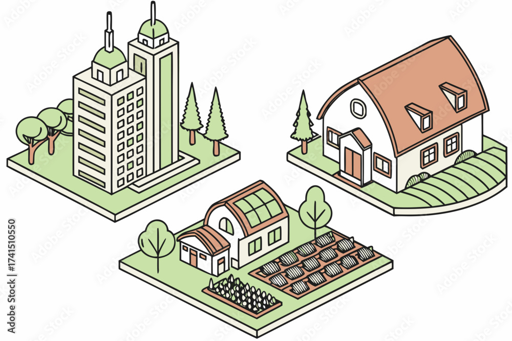 Naklejka premium Climate migration cities