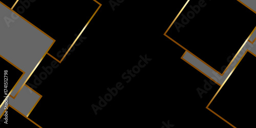 Abstract Black X-Shaped Design With Subtle Lighting. Black gold background.  Dynamic textured geometric element design with diagonal line. geometry shine and layer element vector for presentation.