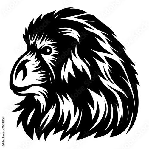 Wallpaper Mural Black and White Lion Head Vector Illustration with Intricate Fur Detail Torontodigital.ca