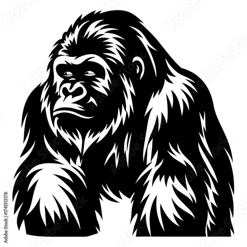 Wallpaper Mural Majestic Gorilla in Black and White Bold Vector Art Illustration Torontodigital.ca
