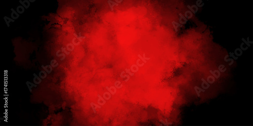 Abstract explosion of red powder on black background, Old wall texture cement dark red background abstract dark color design. smoke fog misty texture overlay on dark black. paranormal red mystic smoke