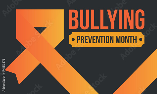National Bullying Prevention Month in October. Stop bullying. Annual nationwide campaign to keep all youth safe from bullying. Orange color. Poster, card, banner, background. Vector illustration